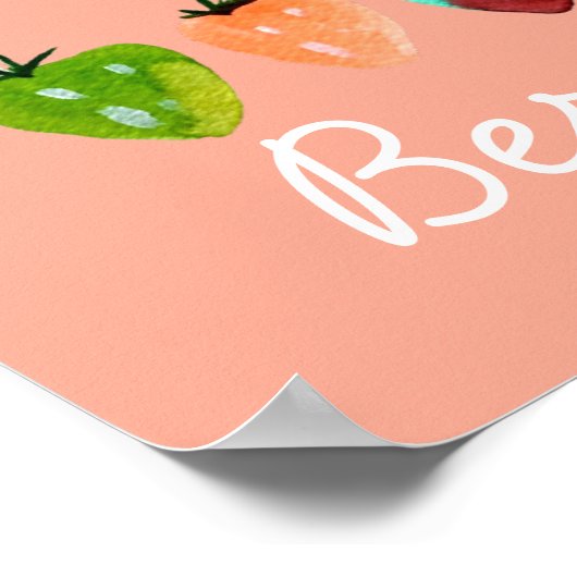 Poster Douceur de fraise mignonne couleur d'aquarelle bla (Coin)