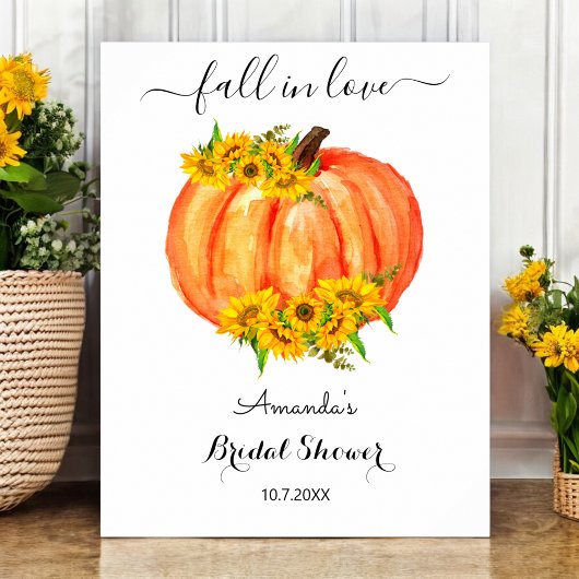 Poster Douceur de mariage d'automne Fleur Orange Citrouil