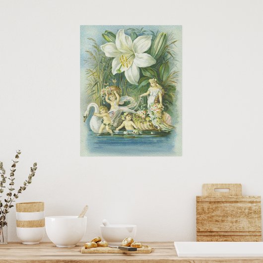Poster Douceur - Fées, cygne et fleurs (Cuisine)