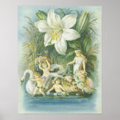 Poster Douceur - Fées, cygne et fleurs (Devant)