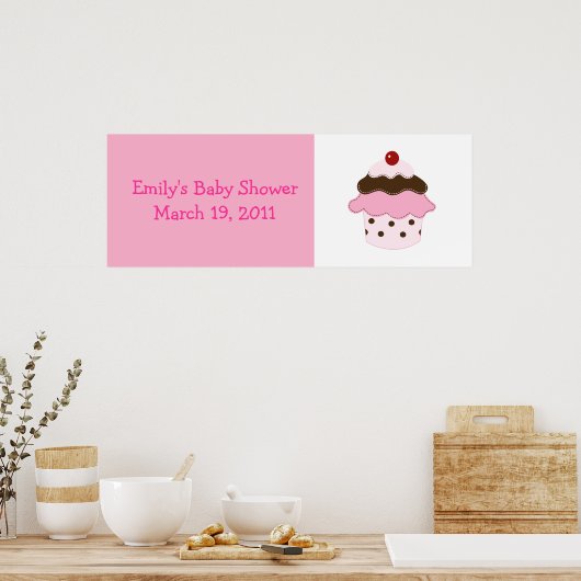 Poster Douceur Lil Cupcake Bannière personnalisée rose/bl (Cuisine)