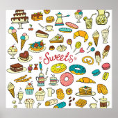 Poster Douceurs colorées à doodle : dessert design (Devant)