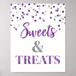Poster Douceurs et friandises d'argent pourpre Table de d