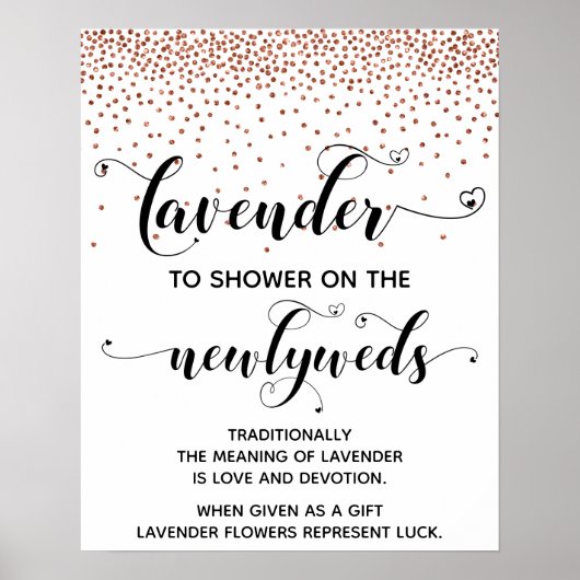 Poster Douche Coeur Confetti Cuivre avec Lavande Signal (Devant)