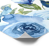 Poster Douche nuptiale à fleurs bleues Dusty (Coin)
