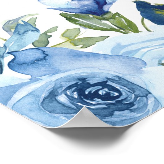 Poster Douche nuptiale à fleurs bleues Dusty (Coin)