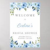 Poster Douche nuptiale à fleurs bleues Dusty (Devant)