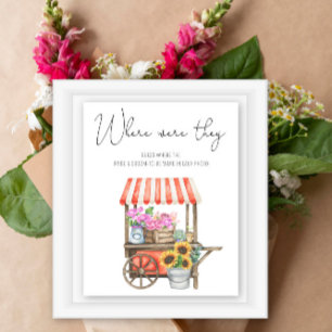 Poster Douche nuptiale à thème en chariot à fleurs. Où Ét