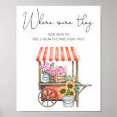 Poster Douche nuptiale à thème en chariot à fleurs. Où Ét (Devant)