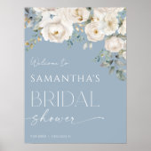 Poster Douche nuptiale bleu-blanc (Devant)