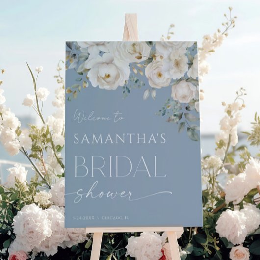 Poster Douche nuptiale bleu-blanc