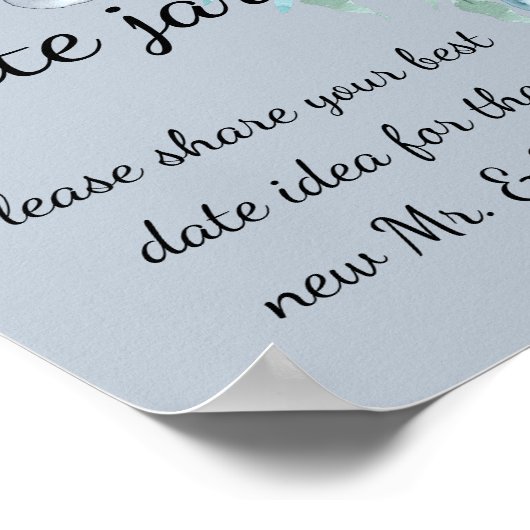 Poster Douche nuptiale bleu gris foncé (Coin)