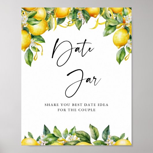 Poster Douche nuptiale Citron moderne Date Jar Game (Devant)
