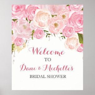 Poster douche nuptiale de fleurs roses SIGNE