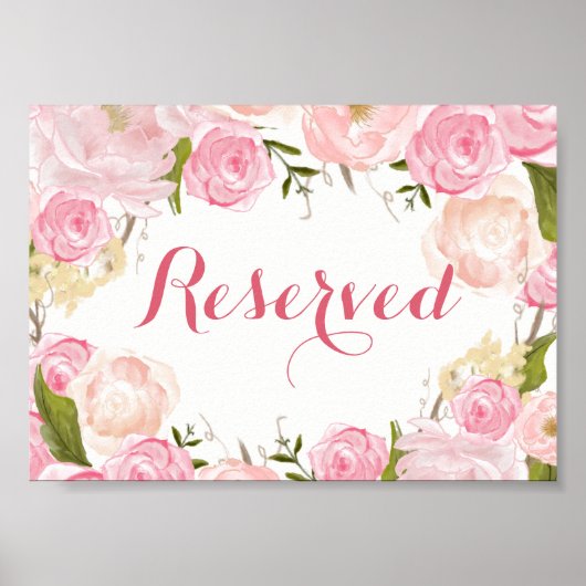 Poster douche nuptiale de fleurs roses SIGNE (Devant)