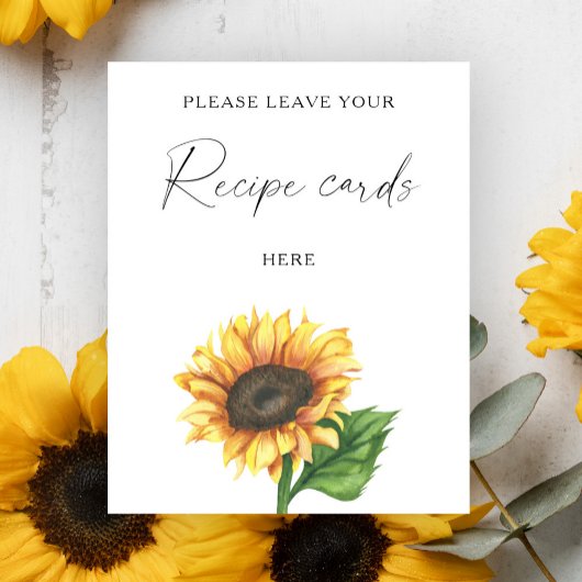 Poster Douche nuptiale de tournesol Votre carte de recett