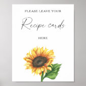 Poster Douche nuptiale de tournesol Votre carte de recett (Devant)