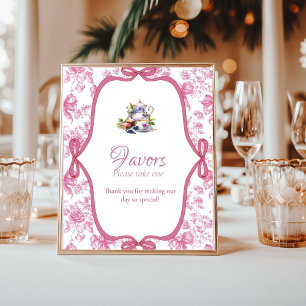 Poster Douche nuptiale Fleur sauvage rose Thé Faveurs Sig