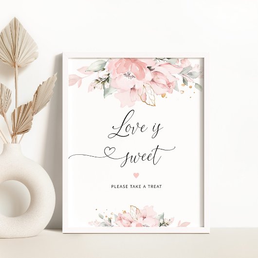 Poster Douche nuptiale florale floue L'amour est doux Pos