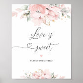 Poster Douche nuptiale florale floue L'amour est doux Pos (Devant)