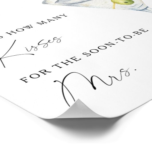 Poster Douche nuptiale Martini sèche Combien de baisers (Coin)