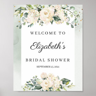 Poster Douche nuptiale pastel rose blanche