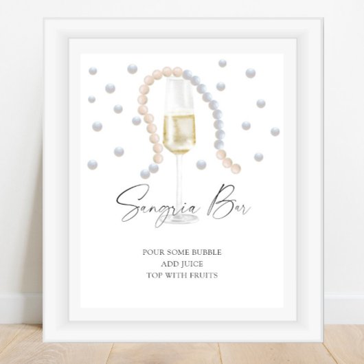 Poster Douche nuptiale perles et Prosecco - bar sangria