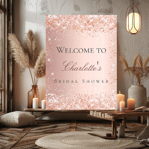 Poster Douche nuptiale rose or rose bienvenue