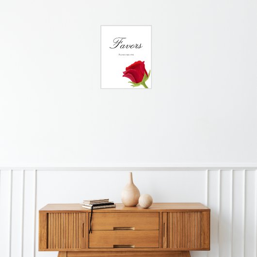 Poster Douche nuptiale rose rouge Faveurs