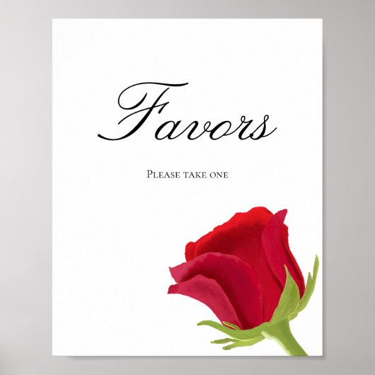 Poster Douche nuptiale rose rouge Faveurs (Devant)