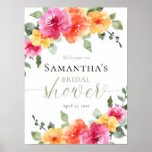 Poster Douche nuptiale rose vif rose orangé bienvenue (Devant)