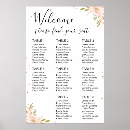 Poster Douche rose or Floral Bride arrangement de siège (Devant)