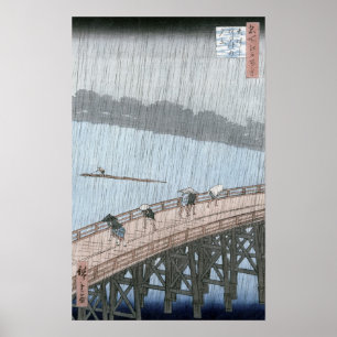 Poster Douche soudaine sur le pont Shin-Ohashi et