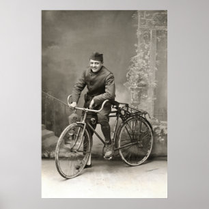 Poster Doughboy de WWI USA et son vélo en France