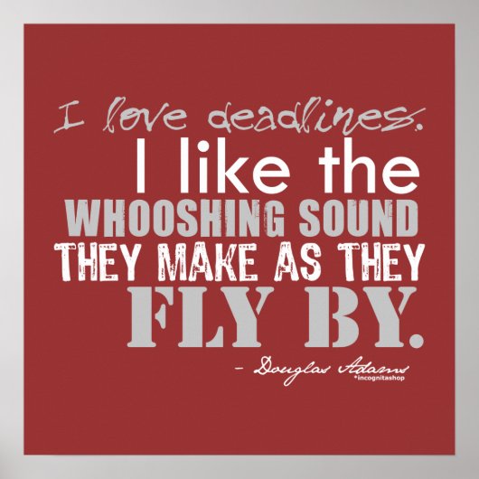 Poster Douglas Adams Délais Citation (Devant)