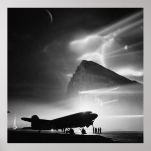 Poster Douglas DC-3 of BOAC at Gibraltar (c1940)