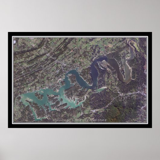 Poster Douglas Lake Tennessee Carte de l'affiche satellit (Devant)