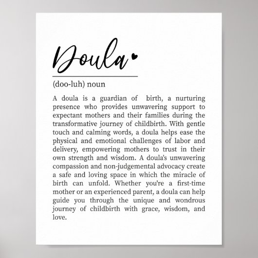 Poster Doula Definition, Doula Gift, Present for Doula (Devant)
