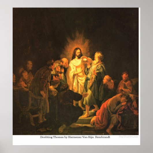Poster Douter de Thomas par Harmensz Van Rijn Rembrandt (Devant)
