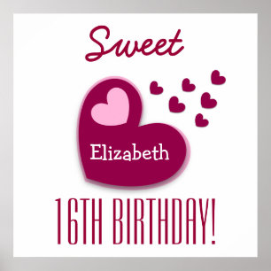 Poster Doux 16e anniversaire Sprinkling of Hearts A01C1