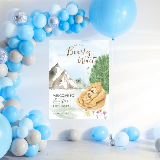 Poster Doux Beige Bois Ours Bébé Accueil