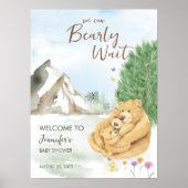 Poster Doux Beige Bois Ours Bébé Accueil (Devant)