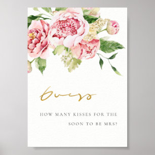 Poster Doux Blush Floral Peony Devine Combien De Baisers