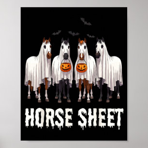 Poster Doux cheval drapé en fantôme costume d'Halloween e
