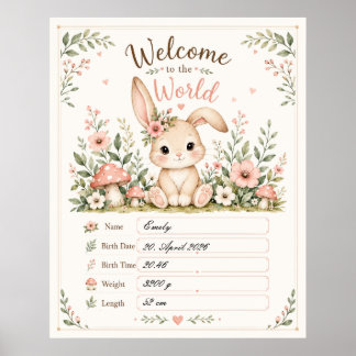 Poster Doux design de bébé lapin avec champs de données d