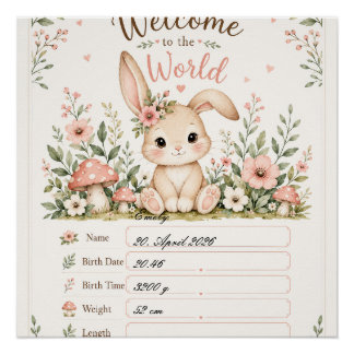 Poster Doux design de bébé lièvre avec champs de données