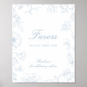 Poster Doux Dusty Blue Chinoiserie Favore (Devant)