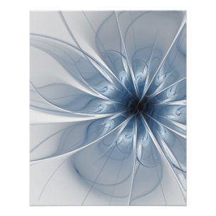 Poster Doux et tendreté bleu fleur imaginaire fractal cu