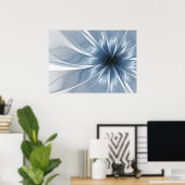 Poster Doux et tendreté bleu fleur imaginaire fractal cu (Bureau à domicile)