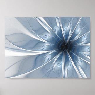 Poster Doux et tendreté bleu fleur imaginaire fractal cu